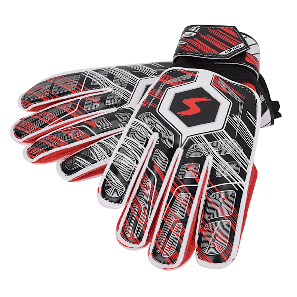 Latex Nylon PU Fingerbeskyttelse Fotballkeeperhansker for Voksne Barn (Rød 8#)