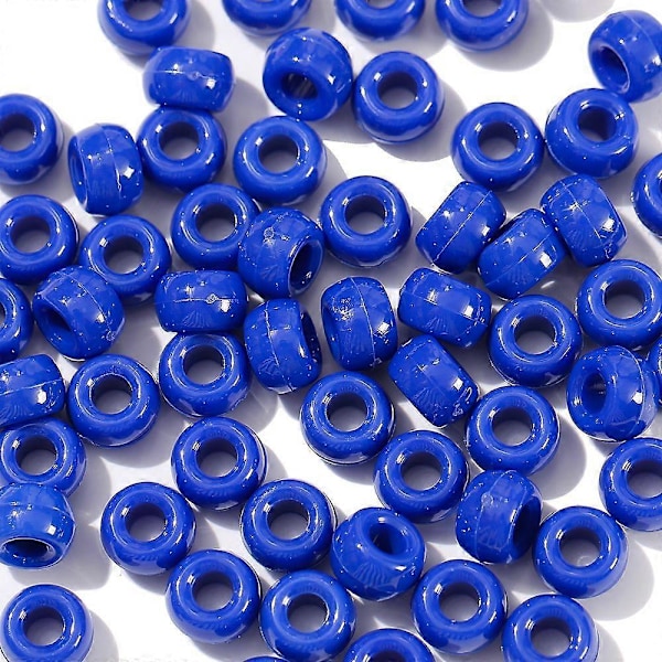 100 stk. Flerfarvede akrylperler med stort hul 9 mm til håndværk, børnesmykker, armbånd, halskæder, blå
