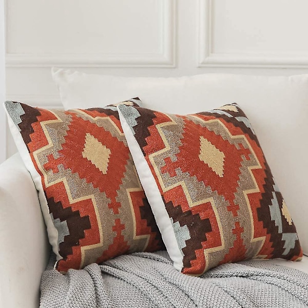 1 Pakke Dekorative Putetrekk, Premium Bomullsbroderi Firkantet Putetrekk, Aksent Tyrkisk Putetrekk For Sofa Stue