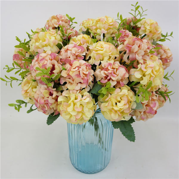 Kunstig hortensia 10 i 1 blå realistisk let vedligeholdelsesklud kunstig blomsterdekoration til bryllup hjemmefest indendørs udendørs