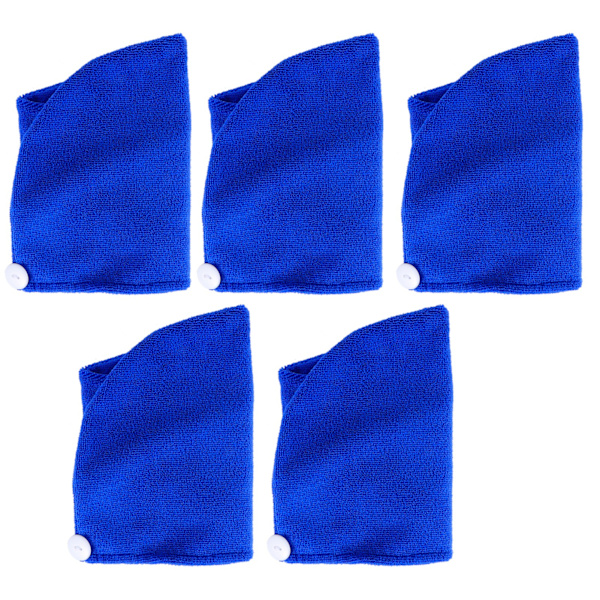 5 st mikrofiberhår torkhatt absorberande snabb torkande kvinnor flickor mjuk turban handduk 9,1x25,6inRoyalblue