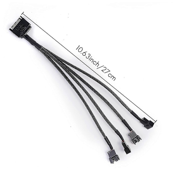 Jäähdytystuulettimen adapterikaapeli, 15-nastainen SATA - 4 x 3-nastainen / 4-nastainen 12V PC-kotelotuulettimen virtalähdekaapeli