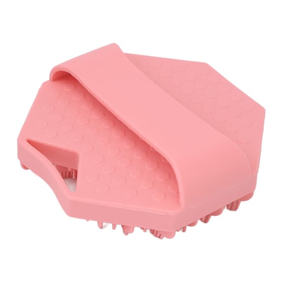 Silikon kroppsskrubber eksfolierende mild ergonomisk matkvalitets silikon badebørste med hull rosa