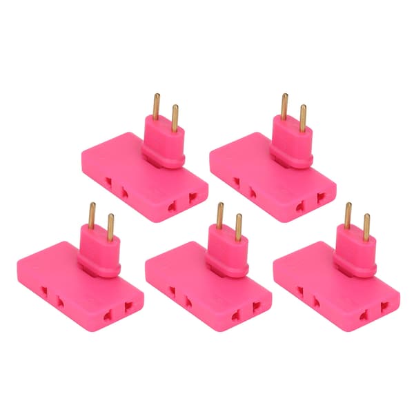 5 stk. EU-stikkontaktomformer trådløs 180 graders forlengelse 1 til 3 EU-pluggadapter 110-250V roserød