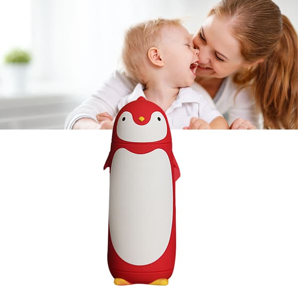 Vattenflaska Pingvindesign Värmeisolering 300ml Bärbar Vattenkopp för Utomhusbruk Röd