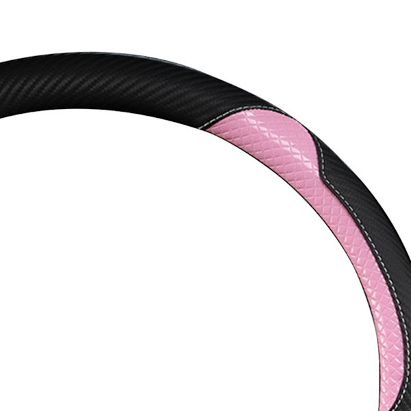 Automatisk rattöverdrag halkfritt kolfiberläder bilskyddsskydd svart rosa