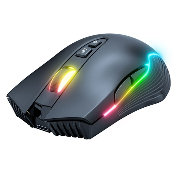 Trådlös mus USB Uppladdningsbar Ergonomisk trådlös spelmus för bärbar dator Svart