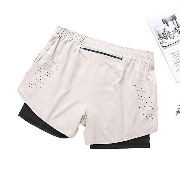 Herrshorts i dubbla lager med snabbtorkande funktion för fitness, 2XL, blå