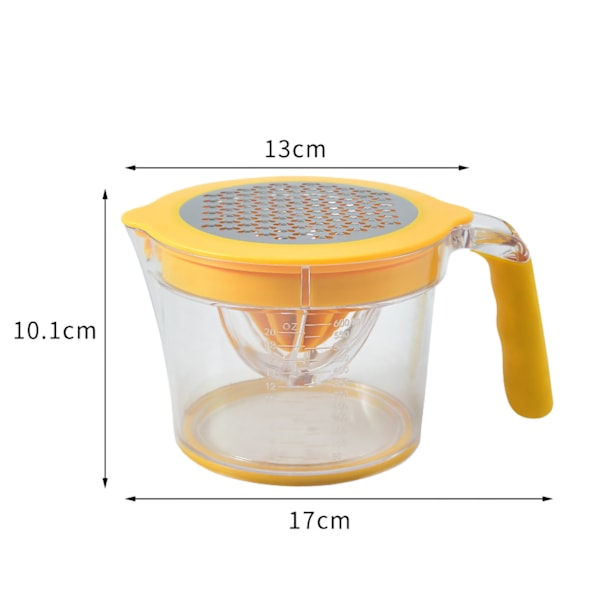 Handjuicer 600 ml transparent med skala Äggseparator Rostfritt stål Citrusjuicer för kök Kontor Resa Gul