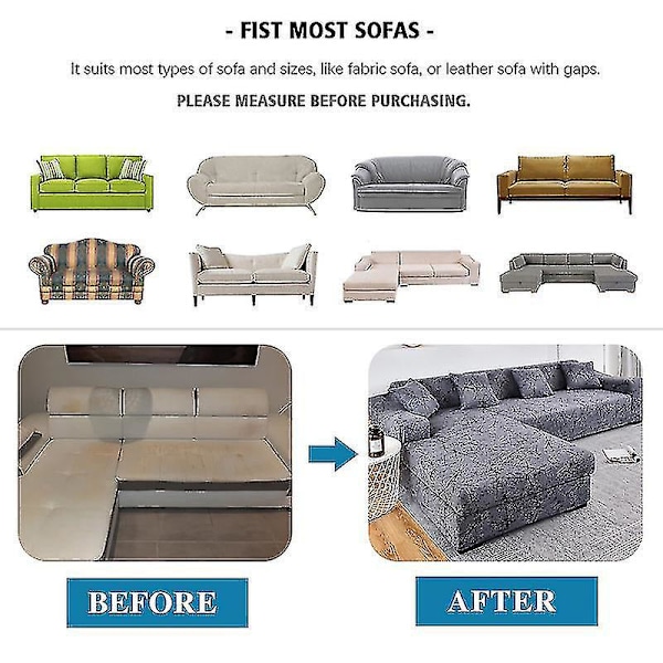 Geometrisk Elastisk Sofa Betræk til L-formet Chaise Sofa - Style 13 XL