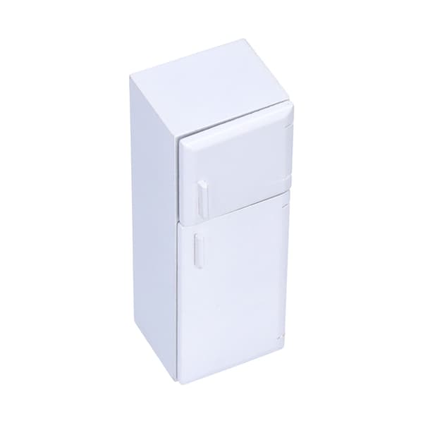 1:12 Dockhus Kylskåp Trä Miniatyr Kyl Möbel Dekoration Present Leksak Silver