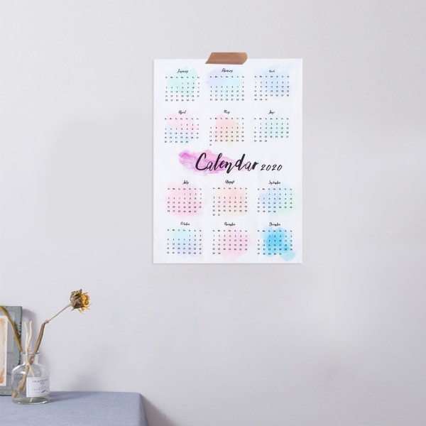 Färgglad väggkalender 2020, hängande kalender i tyg för hemmet, bakgrundsstudie, dekoration 50x70cm