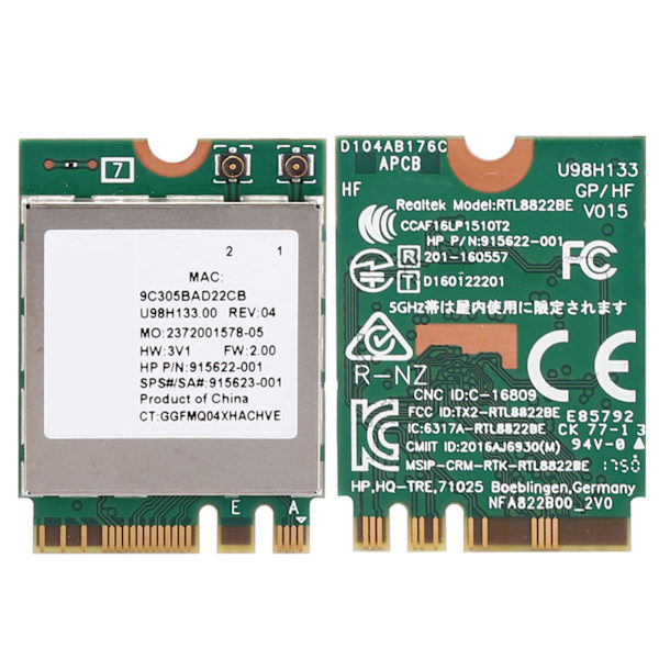 Nätverkskort RTL8822BE Dual Band 2.4G/5G M.2-gränssnitt Stöd för Bluetooth 4.2