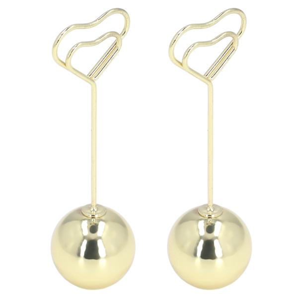 2 stk. bordnummerholder i hjerteform, fast, stabil, førsteklasses metal, robust, holdbar, bred anvendelse, bordkortholder, gylden