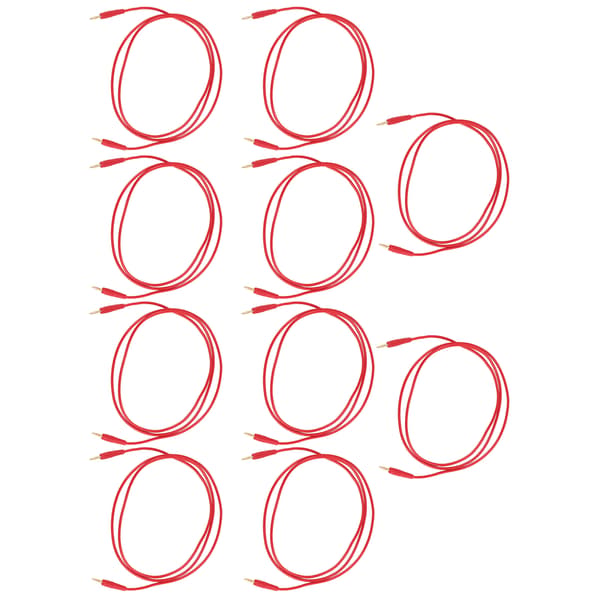 10 Sæt Bananstik Testledning Svejsede Han til Han Testkabel til Hjemmeindustri 0,44 mm² Rød