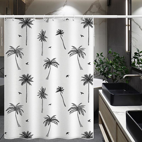 180x180cm Bruseforhæng med Kokospalme Hawaiiansk Landskab Badeværelsesforhæng Ø Kokospalme Bruseforhæng Simpelt Badeværelse Dekorativt Forhæng Vandtæt