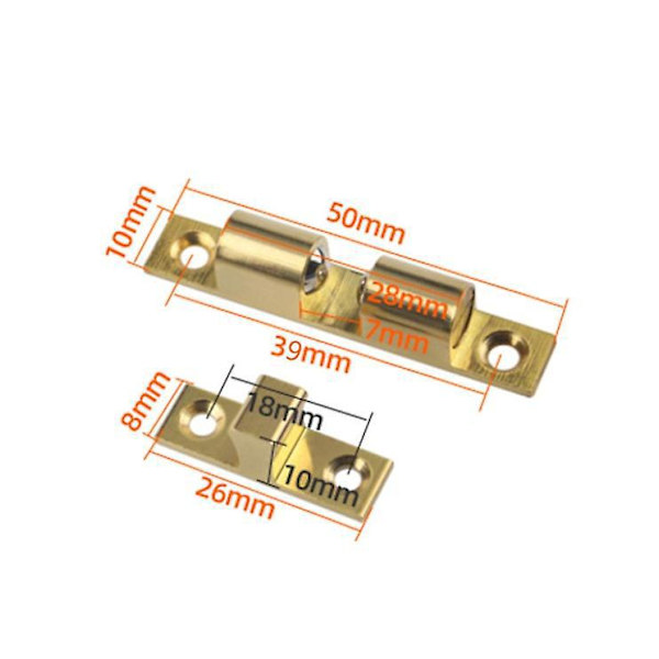 Pakke med 10 messing doble kulelåser - 50mm