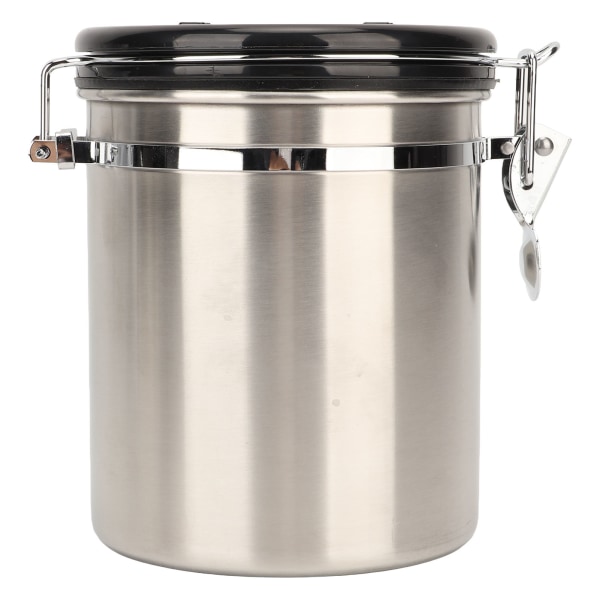 Lufttät rostfri kaffebönbehållare kaffeburk köksmatförvaringsbehållare med avlastningsventil skopa 1,5L