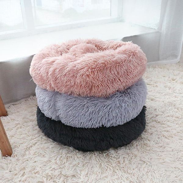 Blød og hyggelig plys donut seng til hunde og katte - Rund kurv, varm og blød, perfekt til hvalpe, søvn (ca. 35-40 cm i diameter)
