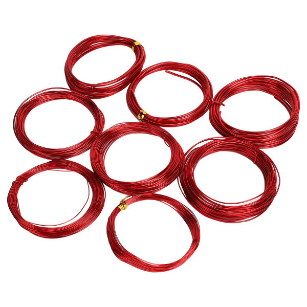 8 rullar 0,6-3 mm gör-det-själv smycken pärltråd aluminium hantverkstråd för smyckestillverkning röd