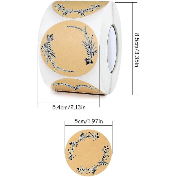 Kraftpappersetiketter - 500-pack, självhäftande etiketter 5 cm, för syltburkar typ 2