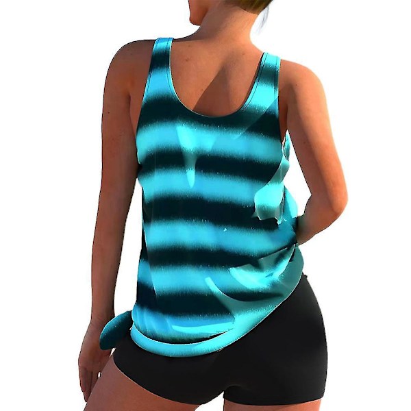 Stilig Tankini-sett for kvinner med boyshorts - Perfekt badetøy for stranden M Lake Blue