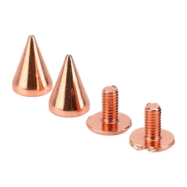 100 set spikade koner spik nitar hög hårdhet metallplätering roséguld skruv bak nitar spikar kit för DIY kläder skor 7x10mm