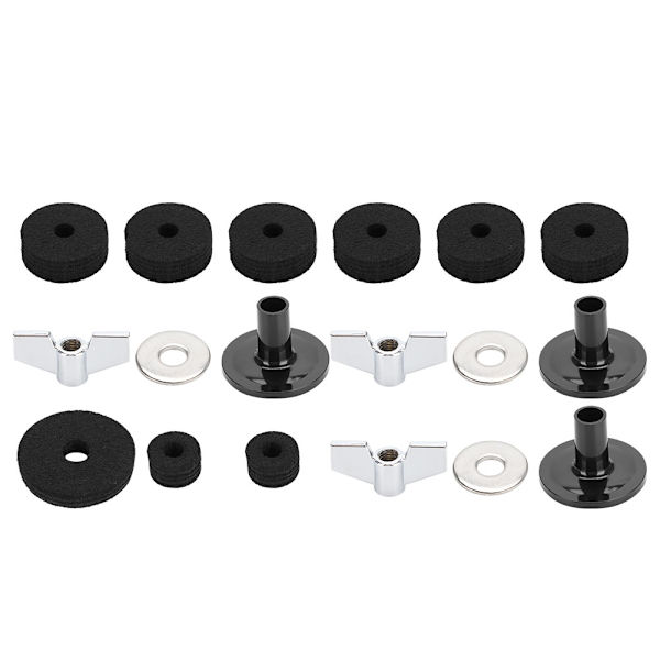 18 st Set cymbalfiltsats svart halkfri cymbalsats med hög hatt Clutchkopp filt (svart)