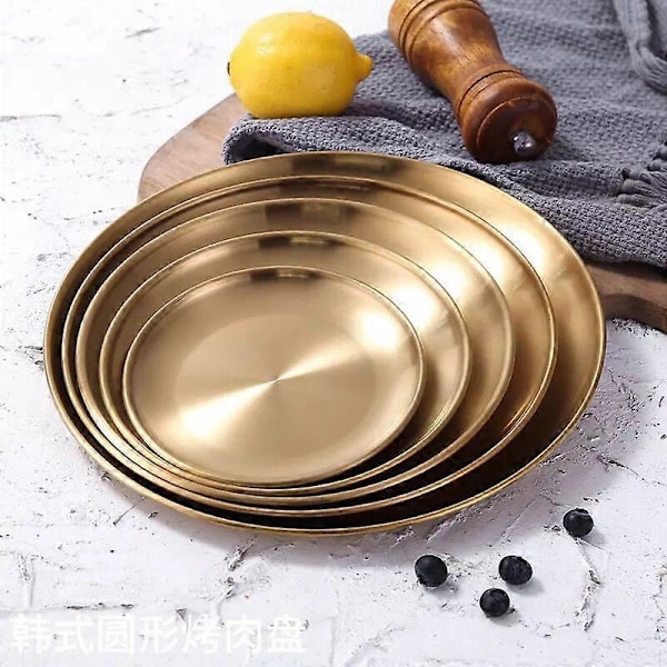 2-delt metallmiddagstallerken - rustfritt stål farge kraftig kjøkkenutstyr rund metall 5,5 tommers middagstallerken | oppvaskmaskinsikker | BPA-fri | for grilling
