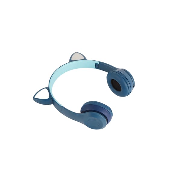 Trådløst headset sød katteform HiFi lydkvalitet lysende stereo Bluetooth-hovedtelefoner til hjemmekontor mørkeblå