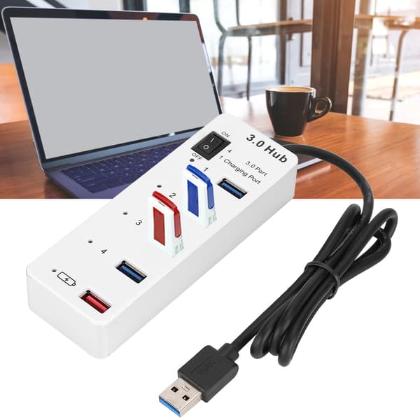 BYL-3011 USB3.0 4 höghastighets-hubb USB-laddningsgränssnitt datortillbehör vit