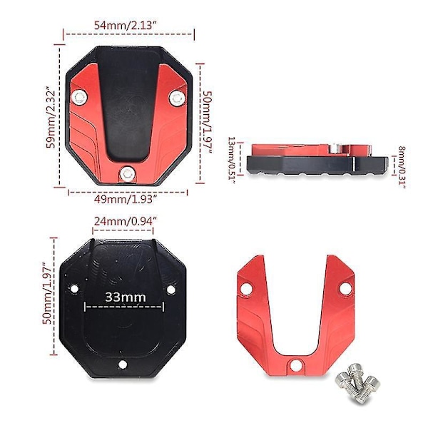 Svart Anti-skli Universal Motorsykkel Kickstand Forlengelsesplate