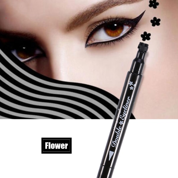 Langvarig dobbelthovedet flydende eyeliner Blyantstempel Øjendekoration Makeup Flower