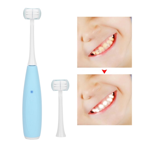 3 sider elektrisk tannbørste for barn 5 gir oppladbar vanntett munnpleieverktøy blå