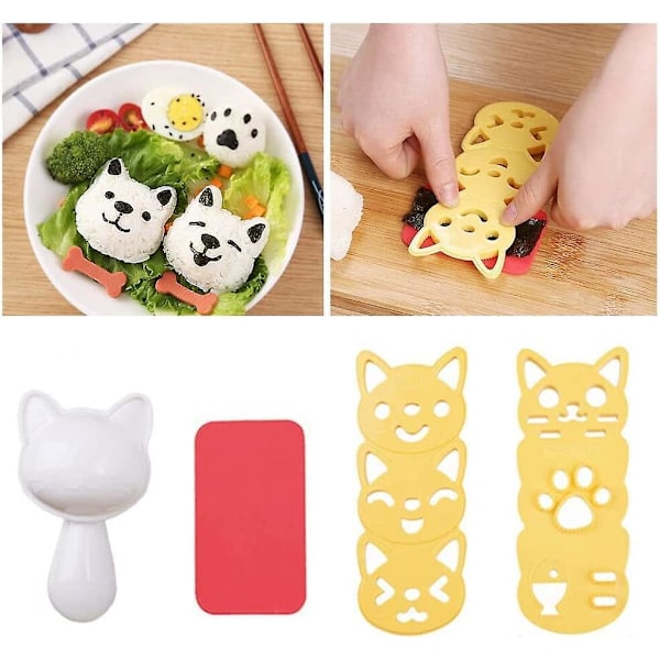 Bento Tillbehör Sushi Form Risbollsform Tecknad Kattmönster Sushi Bento Nori Kök