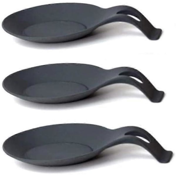 Køkken Silikone Skeholder Varmebestandig Skeholder Bestik Skovl Rack Sort 3 stk.