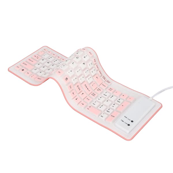 Vikbart silikontangentbord 103 tangenter USB-anslutet silikon vikbart vattentätt tyst blekfritt vikbart tangentbord för PC bärbar dator rosa