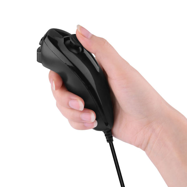 Böjd spelhandkontroll Gamepad Fjärrkontroll för Nintendo Wii (Svart)