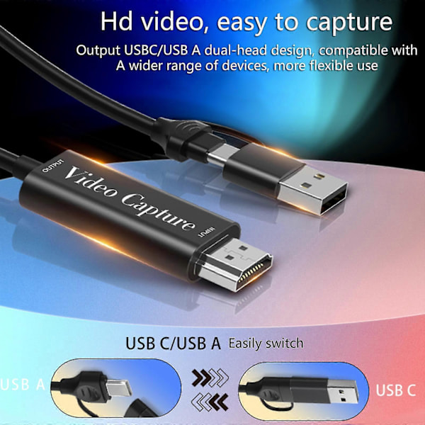 Teräväpiirto Pelivideon Kaappaus HDMI-yhteensopiva USB Type A / C Tulo Lähtö