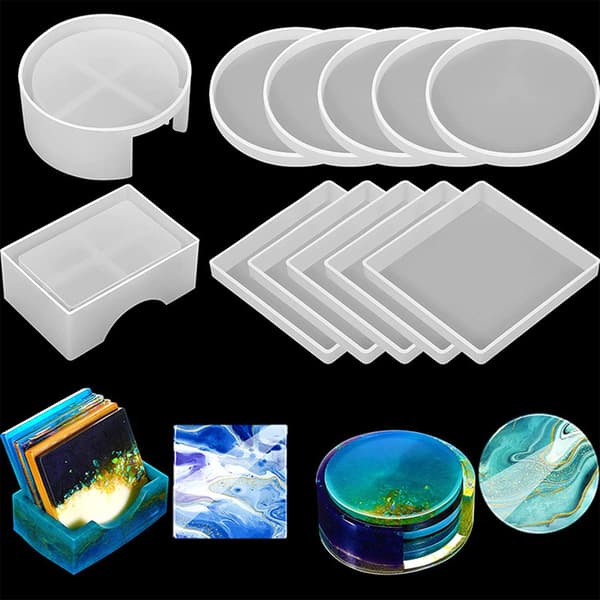 5 stk. Resin Coasterforme Blød Silikone Glatning Nem Frigivelse Coaster Silikoneforme til Håndværk DIY