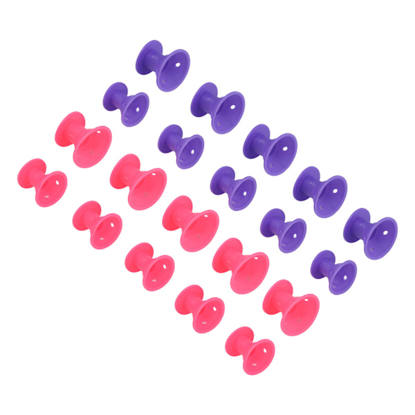 20 stk Hair Roller Husholdnings Bærbar Silikone Curler Styling Tool til Kvinder Piger Lilla Pink