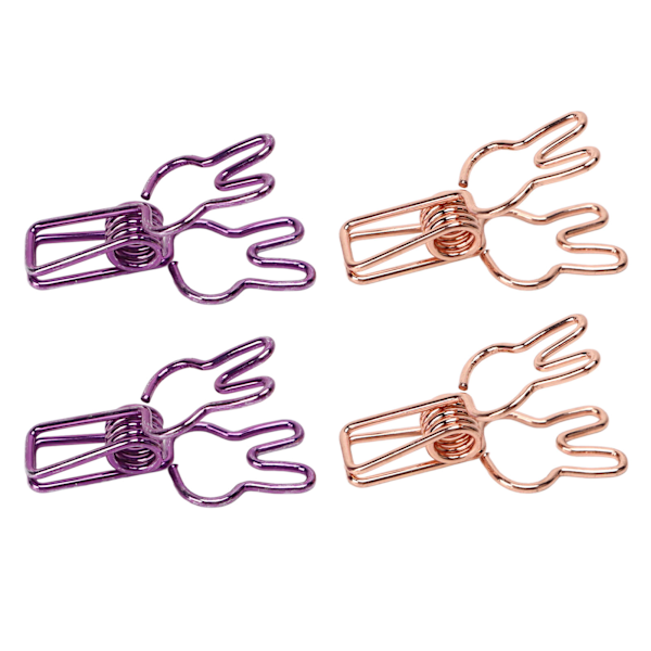 100 st Bunny Binder Clips ihålig ut stark klämning robust metall söta pappersklämmor för dokument kläder papper