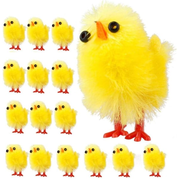 60 minipåskkycklingprydnader - Yellow Chick vårdekor för hem, trädgård, fester och barngåvor