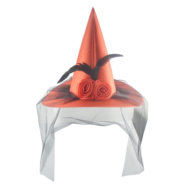 Häxhatt med rosor & fjädrar - Perfekt för kostymfest & Halloween