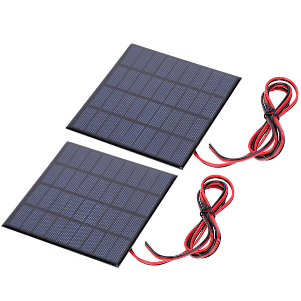 2 stk DC9V 2W Epoxy Solcellepaneler Polysilisium Batteri Leker Lader Modul med 100 cm Kabel