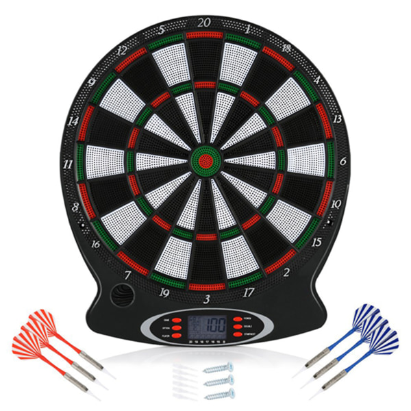 1 stk. Professionel elektronisk hængende darttavle LCD scoring indikator dart spil med 6 stk. pile