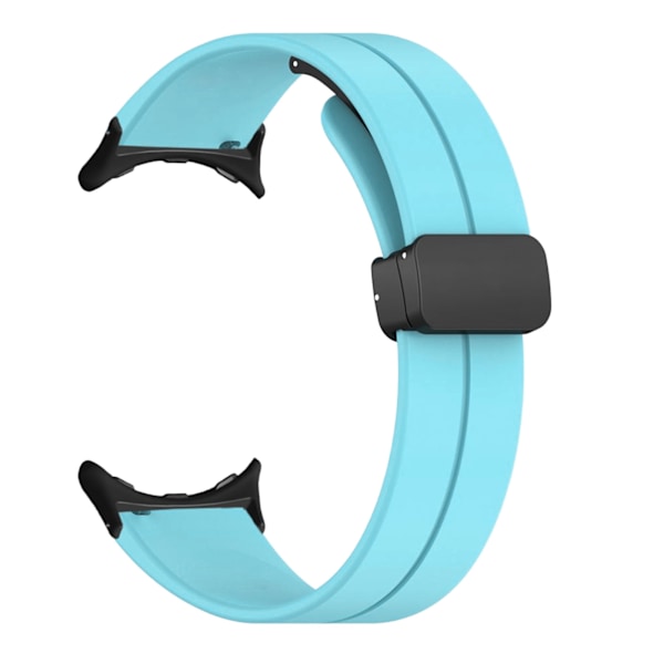 Elastiskt silikonklockarmband med magnetiskt spänne i legeringsmetall, stretchigt armband för Pixel Watch 2, blågrönt