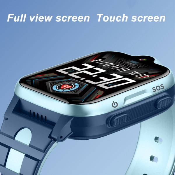 Blå 4G Kids Smartwatch - GPS-positionering, videosamtal, IP67 vattentät, pekskärm Blue