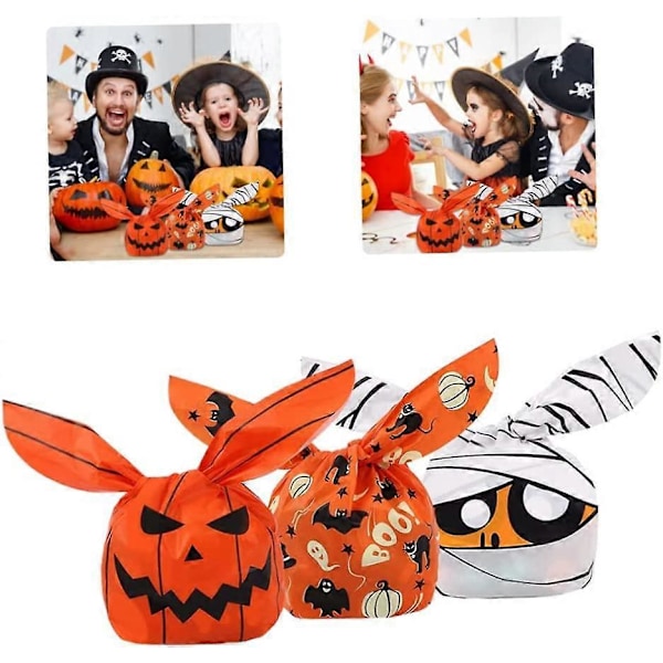 Halloween Pumpa Spöke Snacks Godis Påsar Bus eller Godis Förpackningspåse 150st Påse