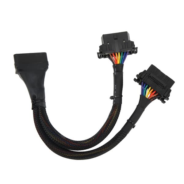 1 I 2 OBD2 forlængerkabel 16Pin 30 cm længde han til dobbelt hun diagnostisk adapterkabel